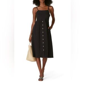 Madewell Black Button-Down Midi Dress